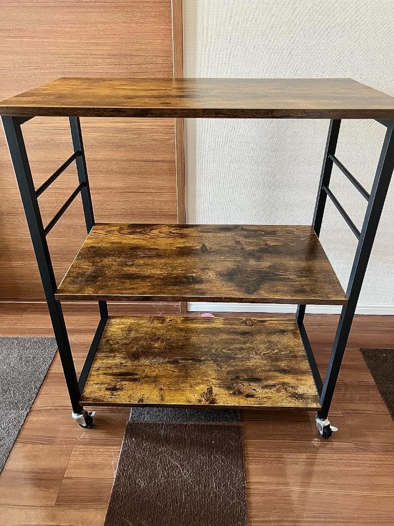 ☆3段プリンターワゴン - 高耐荷重・省スペース・多機能、キャスター 3